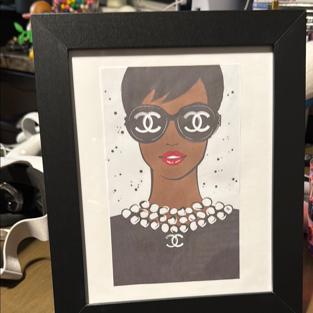 Chanel Black and White Art Sunglasses Illustration